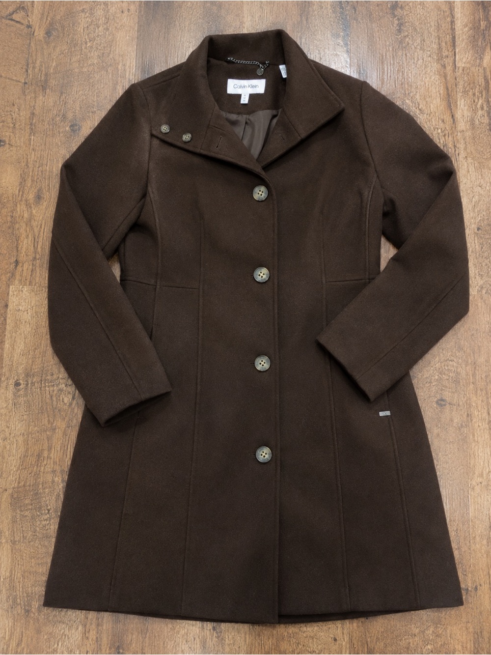 Calvin Klein Dark Brown Tailored Pea Coat